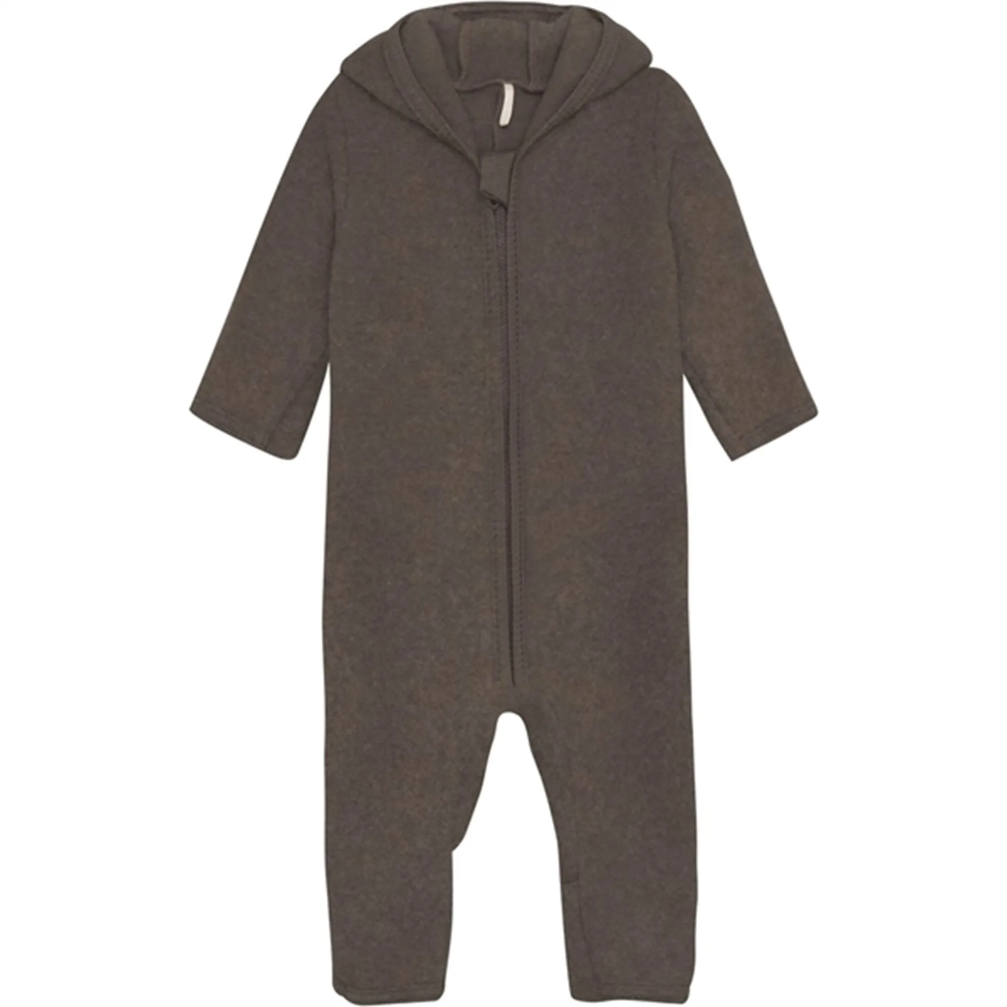 Warm-Layer Huttelihut Pram Suit Ears Wool Fleece Dark Brown Melange
