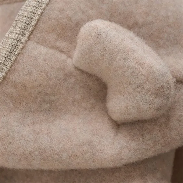 Hip-Length Flutter-Sleeve Huttelihut Pram Suit Ears Wool Fleece Dust Melange