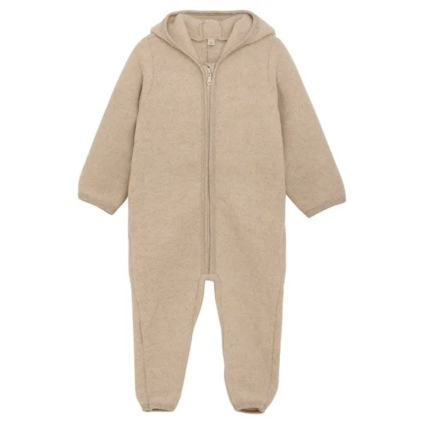 Baby-Shower Low-Collar Huttelihut Pram Suit Ears Wool Fleece Dust Melange
