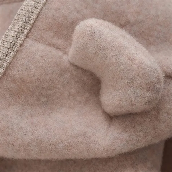 Sun-Protective Satin-Edge Huttelihut Pram Suit Ears Wool Fleece Mahogany Rose