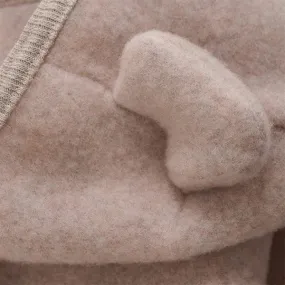 Sun-Protective Satin-Edge Huttelihut Pram Suit Ears Wool Fleece Mahogany Rose