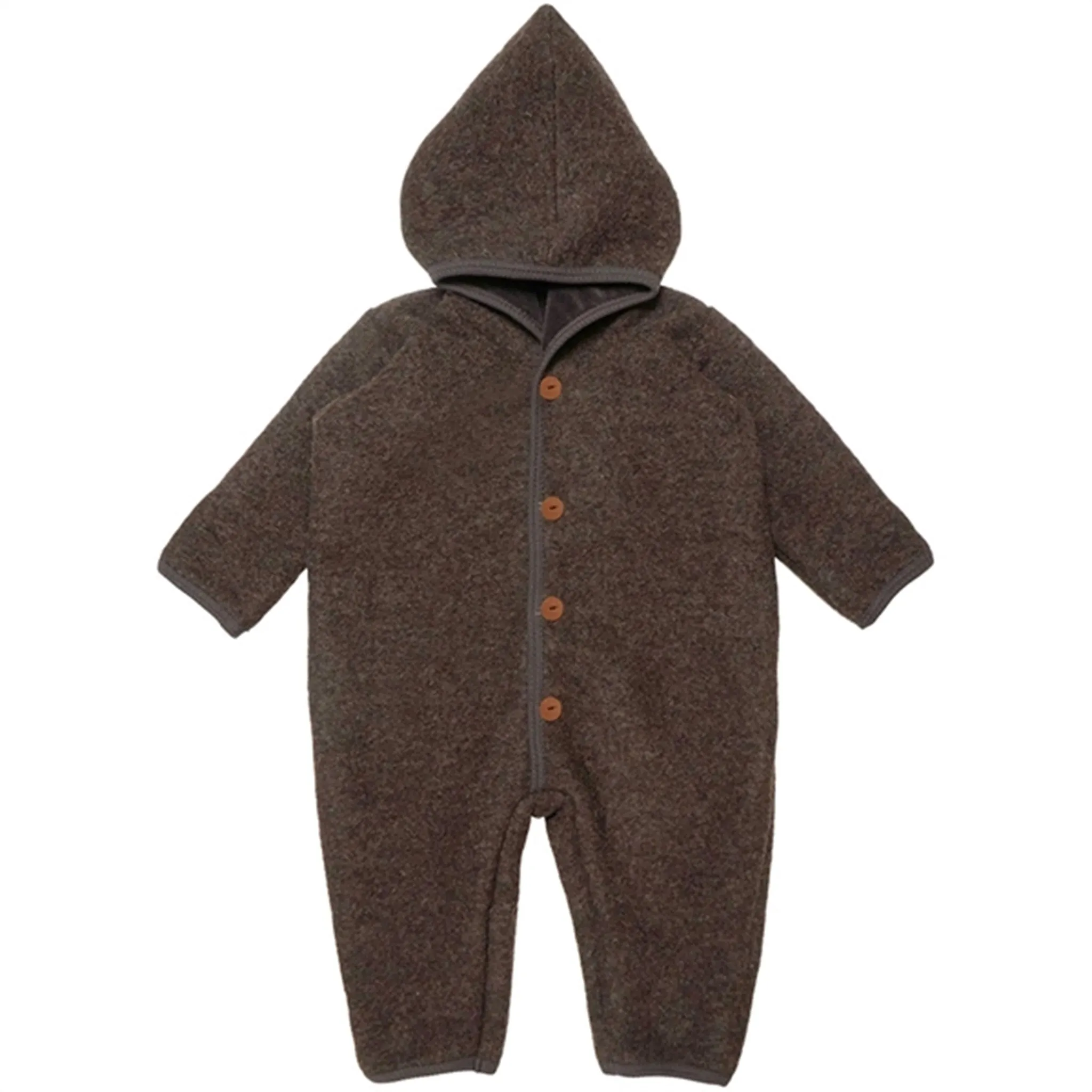 Huttelihut Pram Suit Wool Pooh Dark Brown Feminine collar shirt and Cozy relaxed blouse.