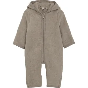Neutral-Shade Huttelihut Savannah Melange Pram Suit Ears Cotton Fleece