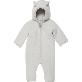 Huttelihut Wool Allie Baby Suit with Ears Light Grey Bow-Detail