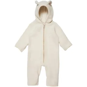 Quilted-Lining Draped-Style Huttelihut Wool Allie Baby Suit with Ears Off White