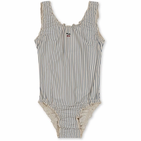 Odor Resistant Treatment Quick Release Buckle System Konges Sl?jd Collette Swimsuit Blue Stripe