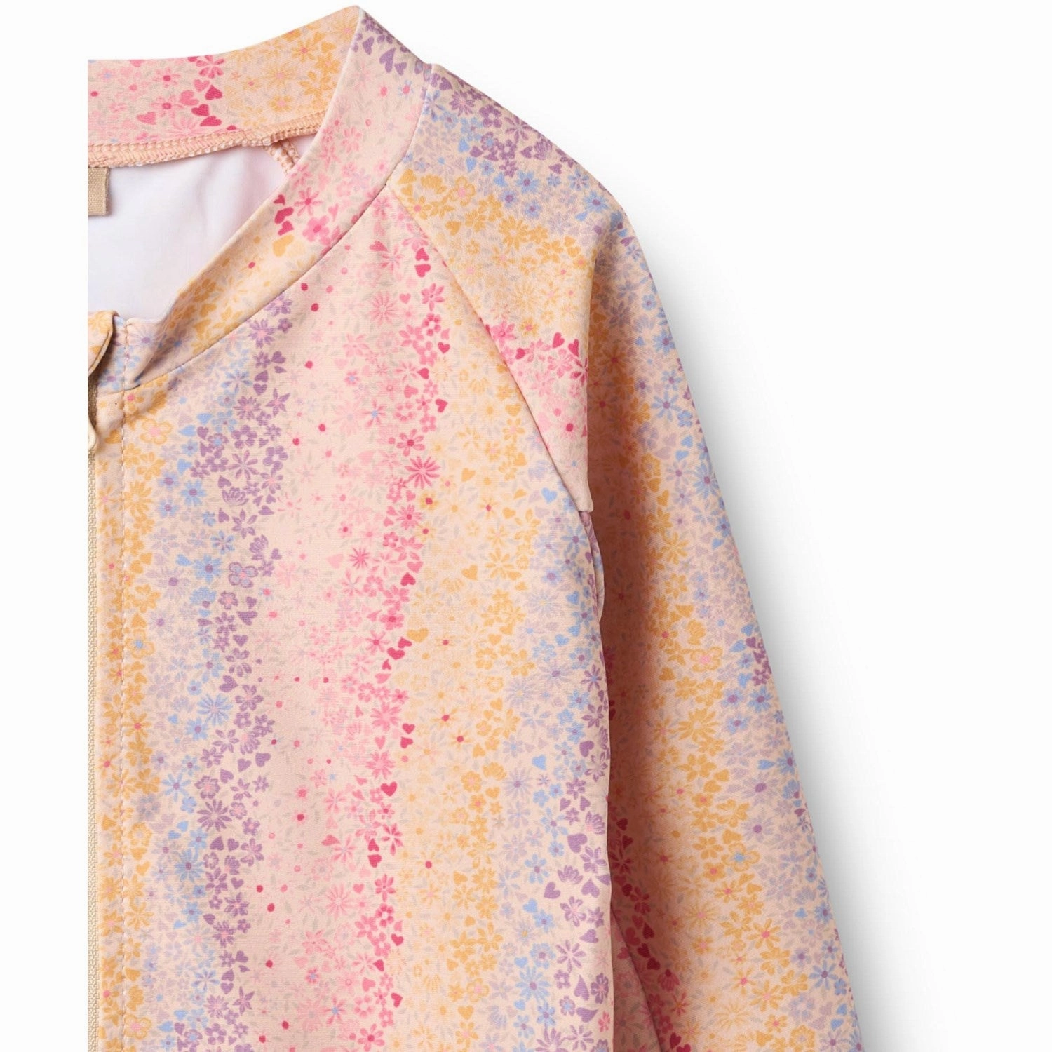 Rub Free Inner Lining Anti Bacterial Wheat Multi Rainbow Swim T-Shirt L/S Zip Ada