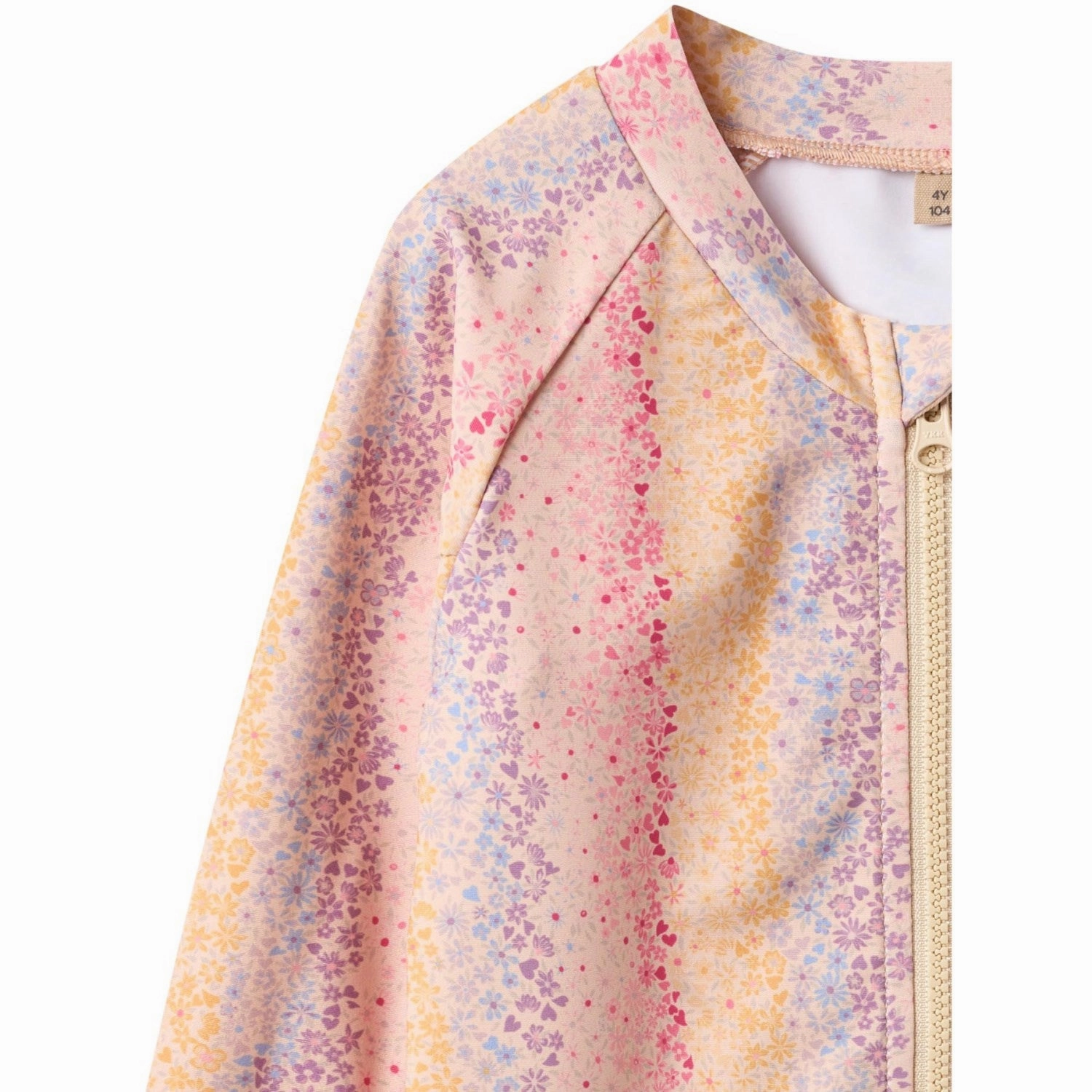 Color-Blocking Wheat Multi Rainbow Swim T-Shirt L/S Zip Ada