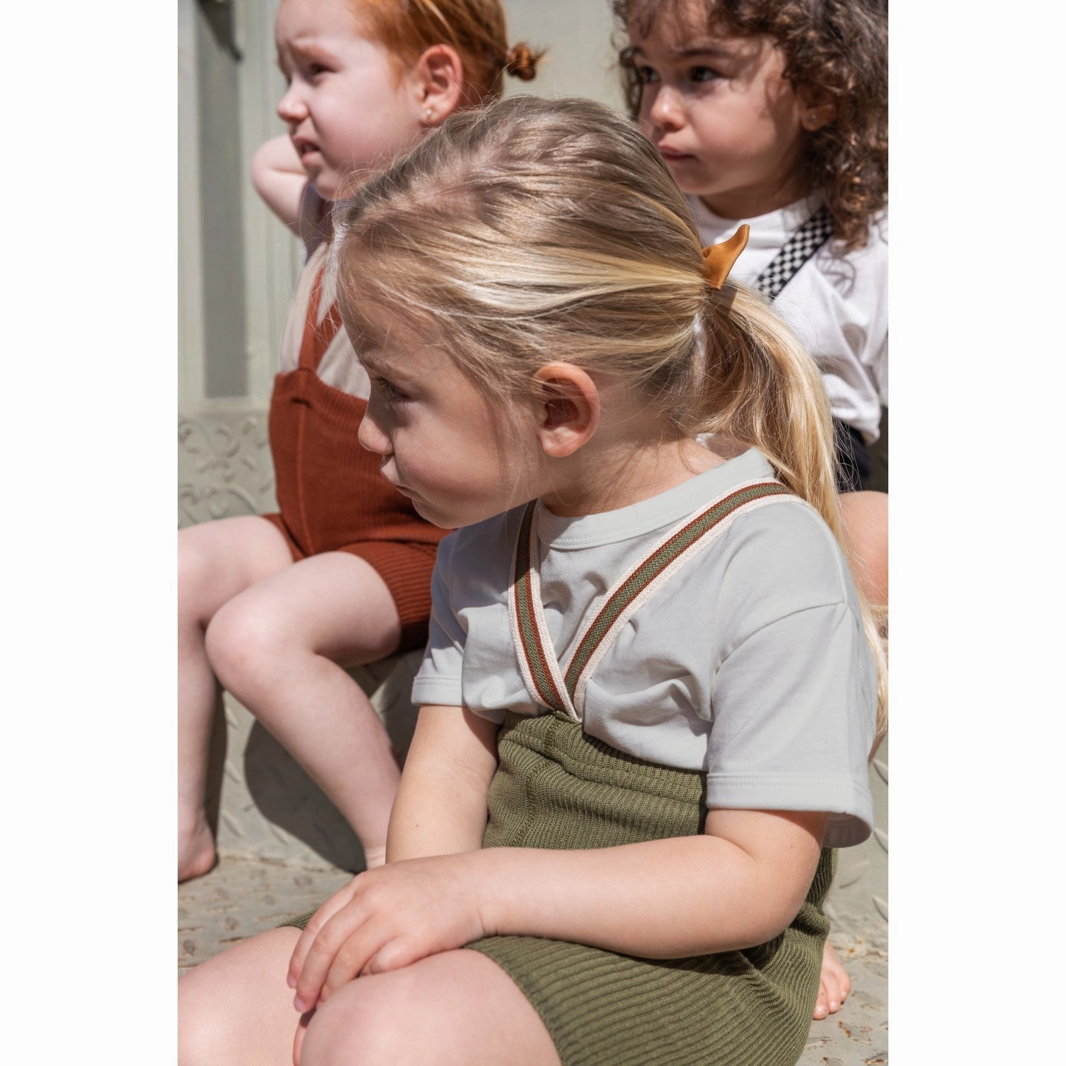 Silly Silas Olive Striped Shorty Tights With Braces EcoFriendlyMaterials