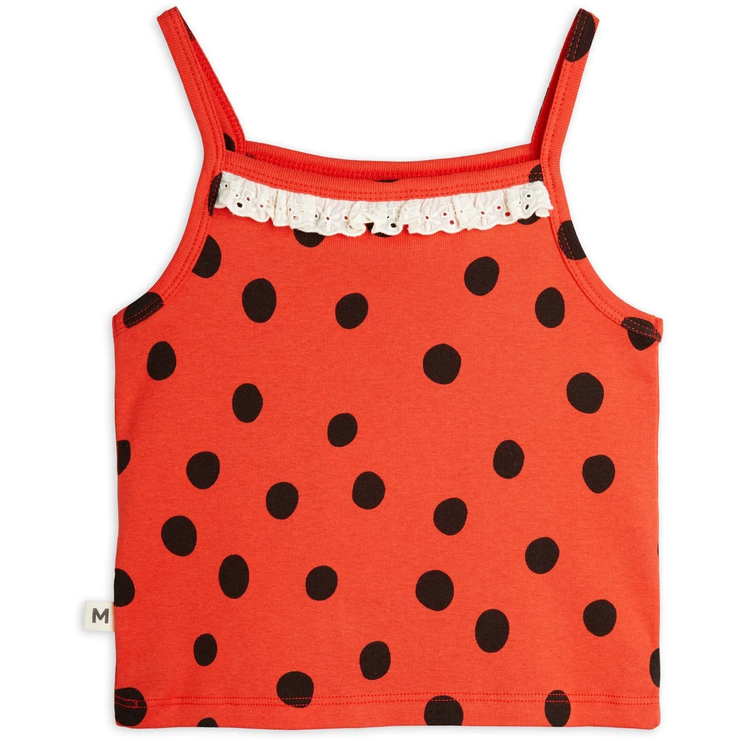Scoop neck seams Mini Rodini Red Dots AOP Lace Tank