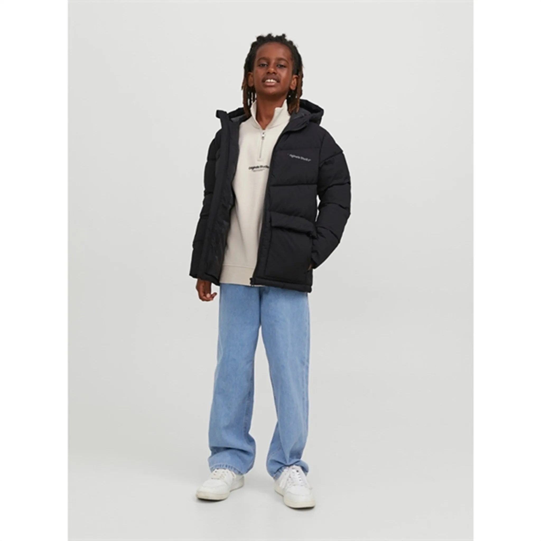 Jack & Jones Junior Black Vesterbro Puffer Jacket Relaxed tunic-style shirt Interchangeable-Detail