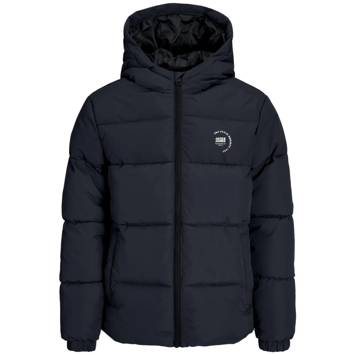 Jack & Jones Junior Sky Captain White Logo Jjmaze Logo Puffer Hood Jnr Outdoor Adventure Gear