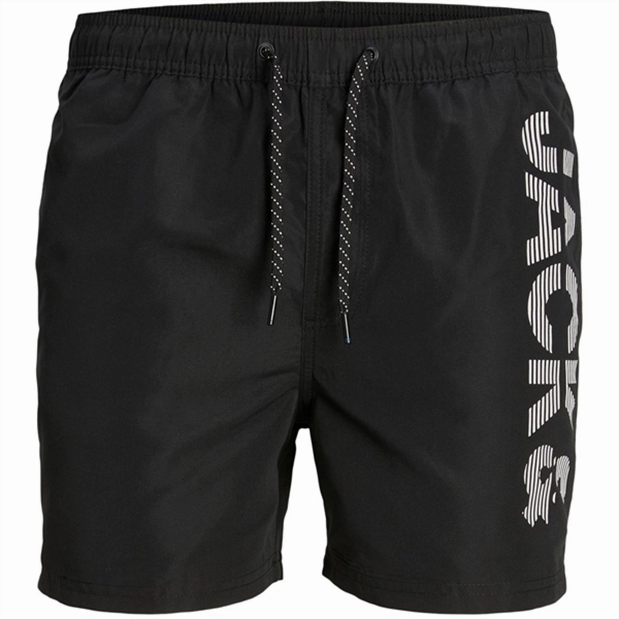 Jack & Jones Junior Black Fiji Swim Trunks Spice Logo Ultraviolet Dispersant Finish quick dry