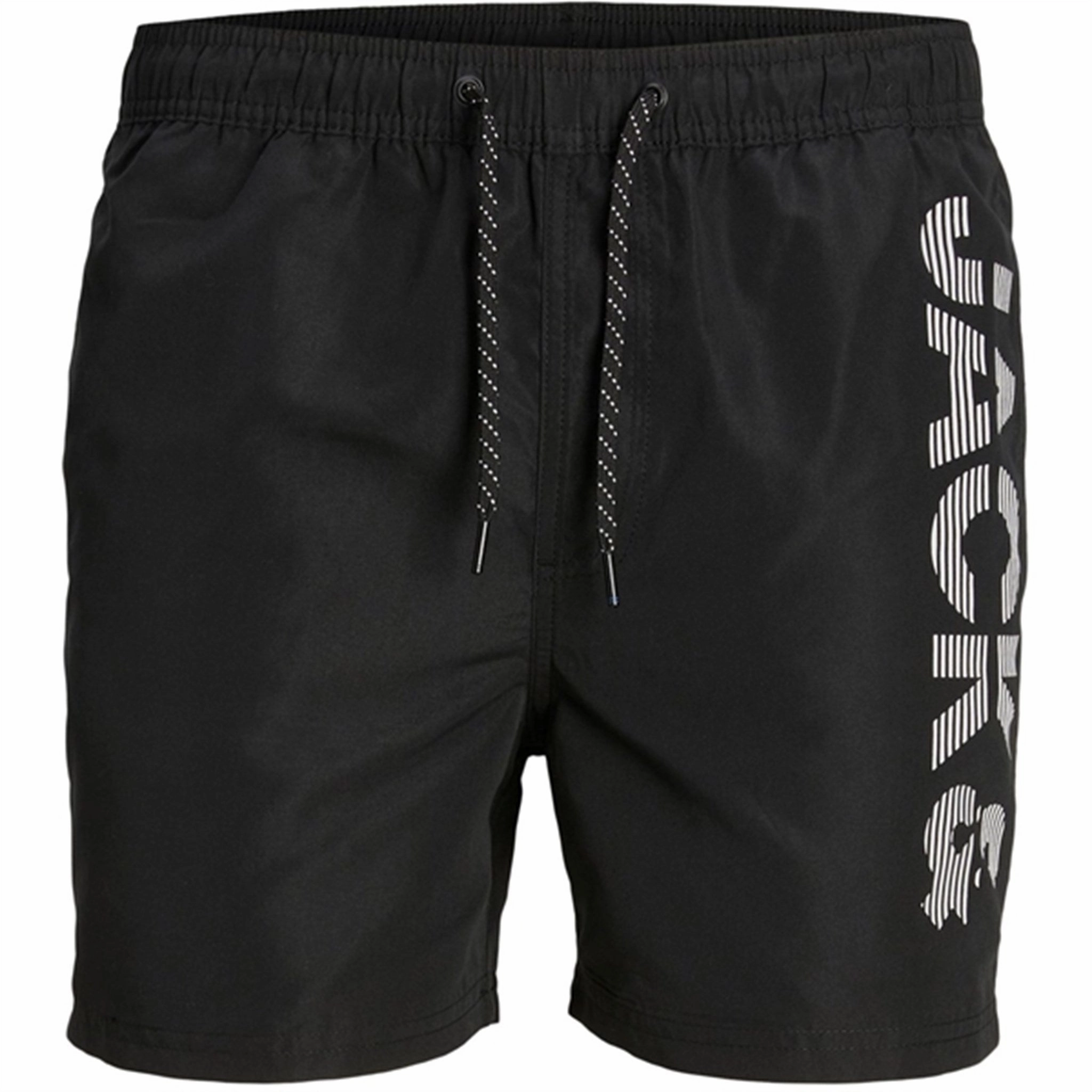 Reversible design Jack & Jones Junior Black Fiji Swim Trunks Spice Logo