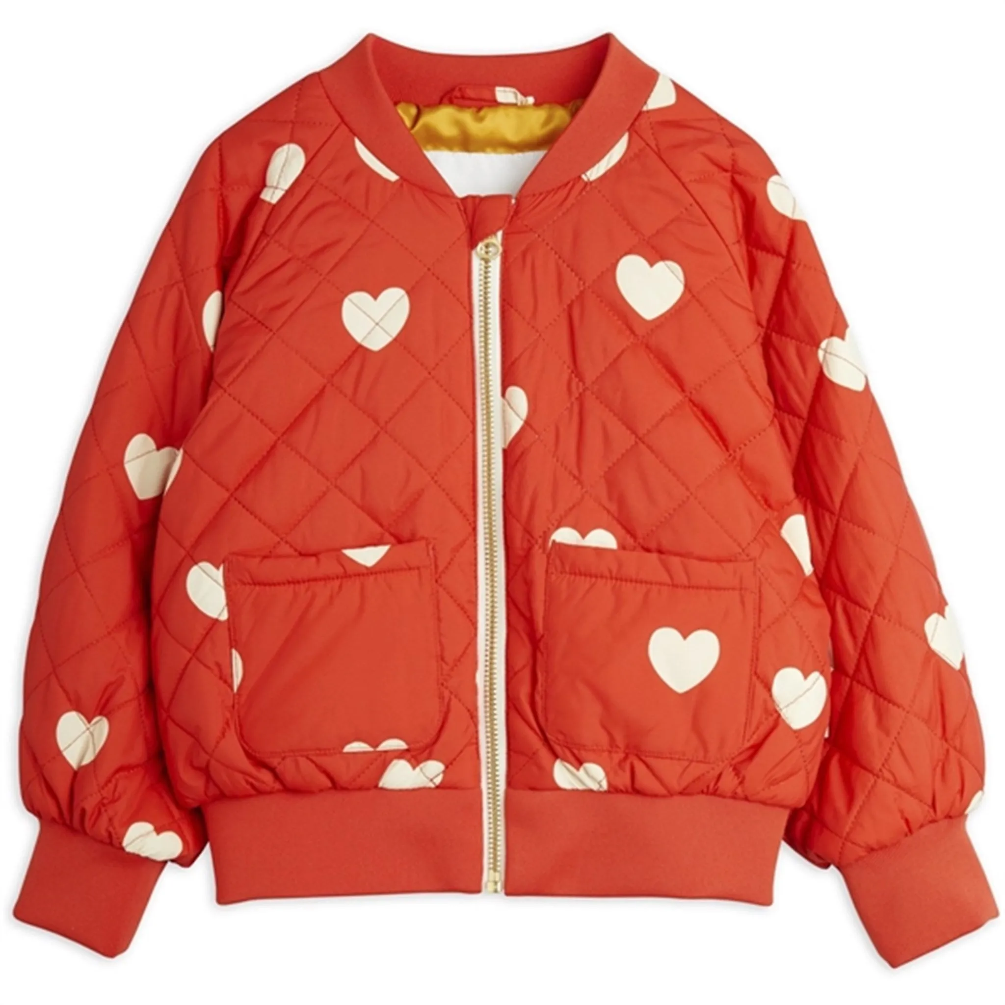 Sporty Style Mini Rodini Hearts Aop Baseball Jacket Red