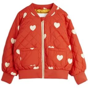 Mini Rodini Hearts Aop Baseball Jacket Red Facilitate Heal