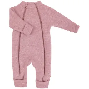 Gathered-Detail Joha Old Rose Wool Jumpsuit 2 in 1