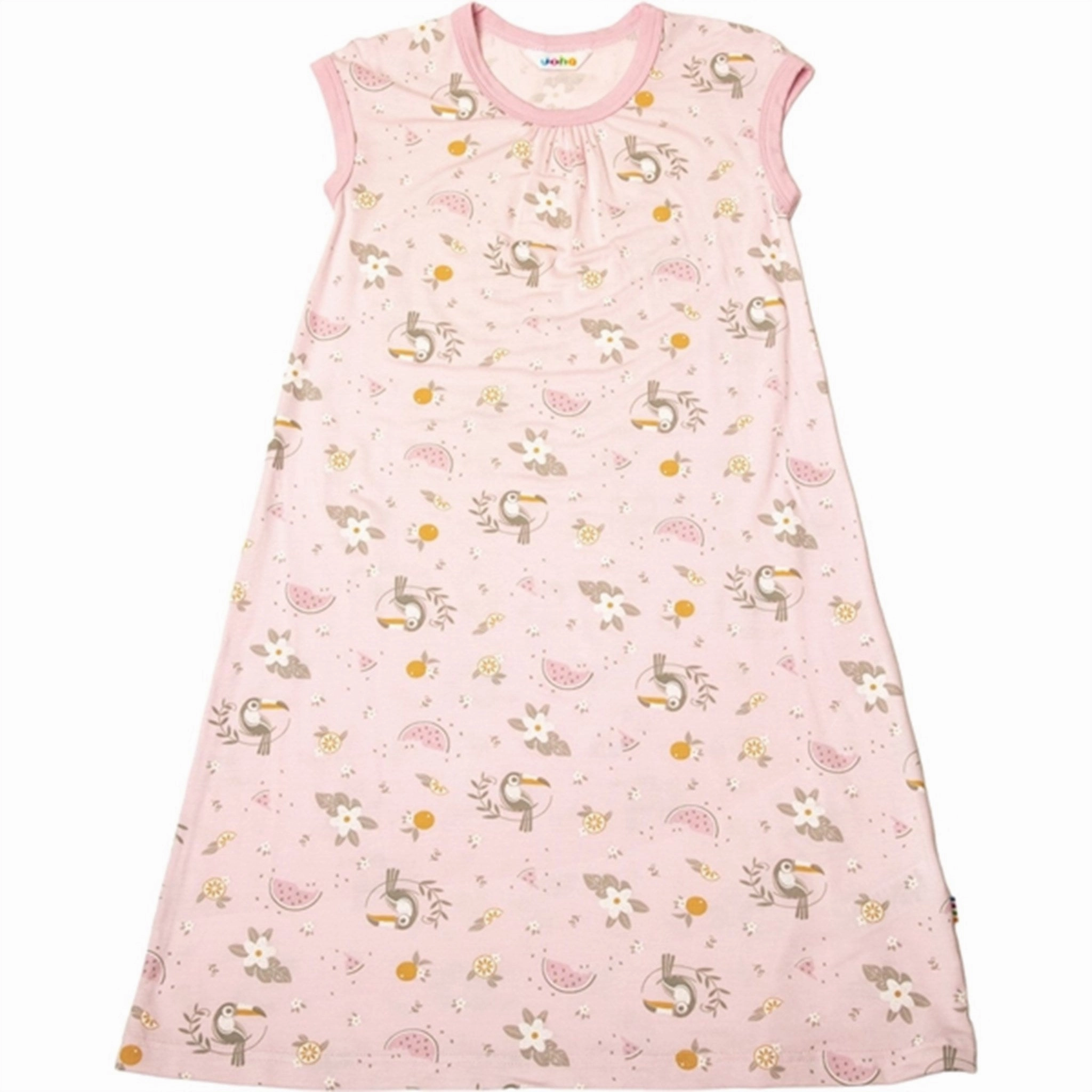 Daily Chill Layered Collar Joha Bamboo Pink AOP Nightgown