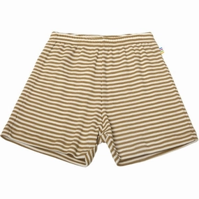 Joha Wool Khaki Shorts Layered Panel Design
