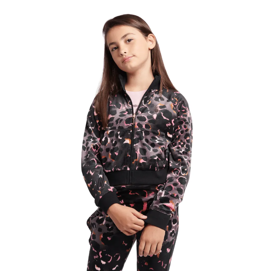 Sport-Ready Gear Casual Activewear Juicy Couture Velour Leopard Print Zip Thru Tracksuit Junior