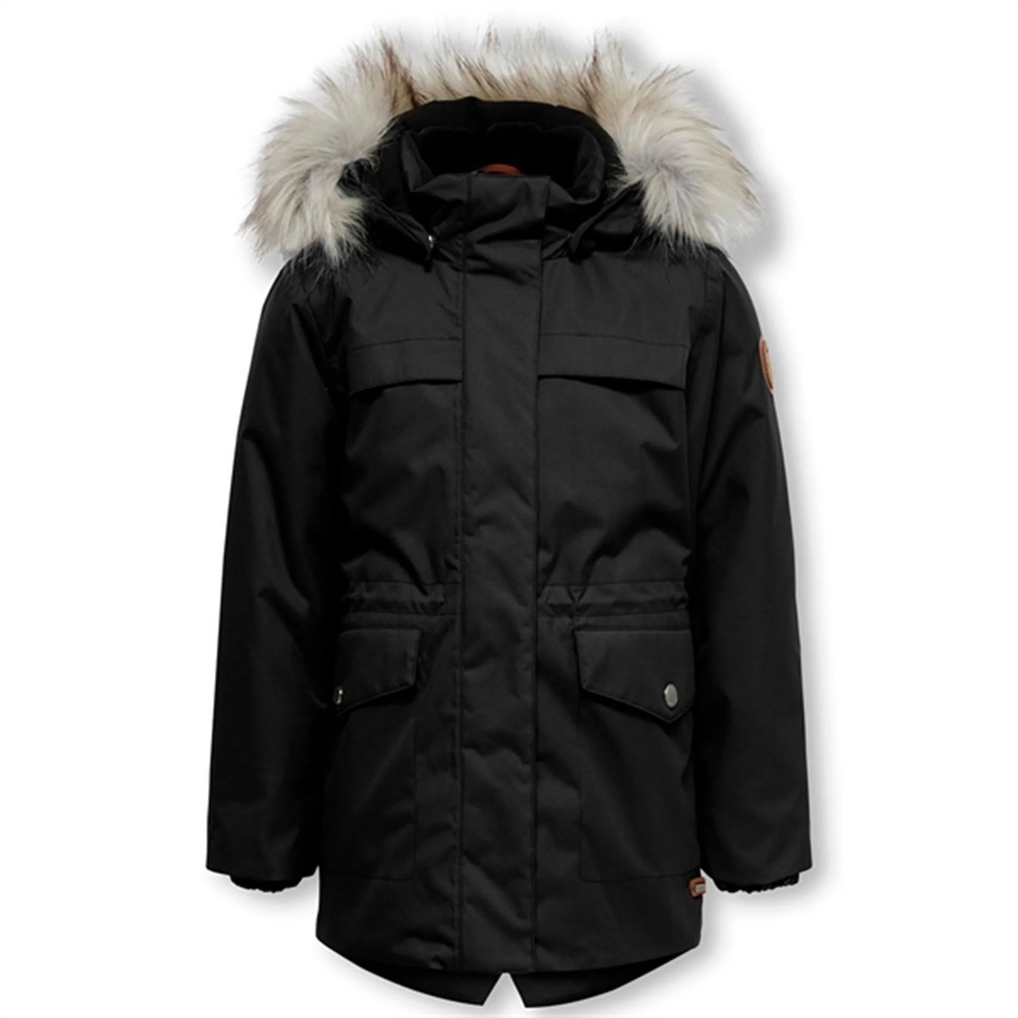 fireplace kids only Black Newliva Waterproof Fur Parka Coat