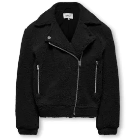 kids ONLY Black Rio Teddy Biker Jacket Cool Weather Layer
