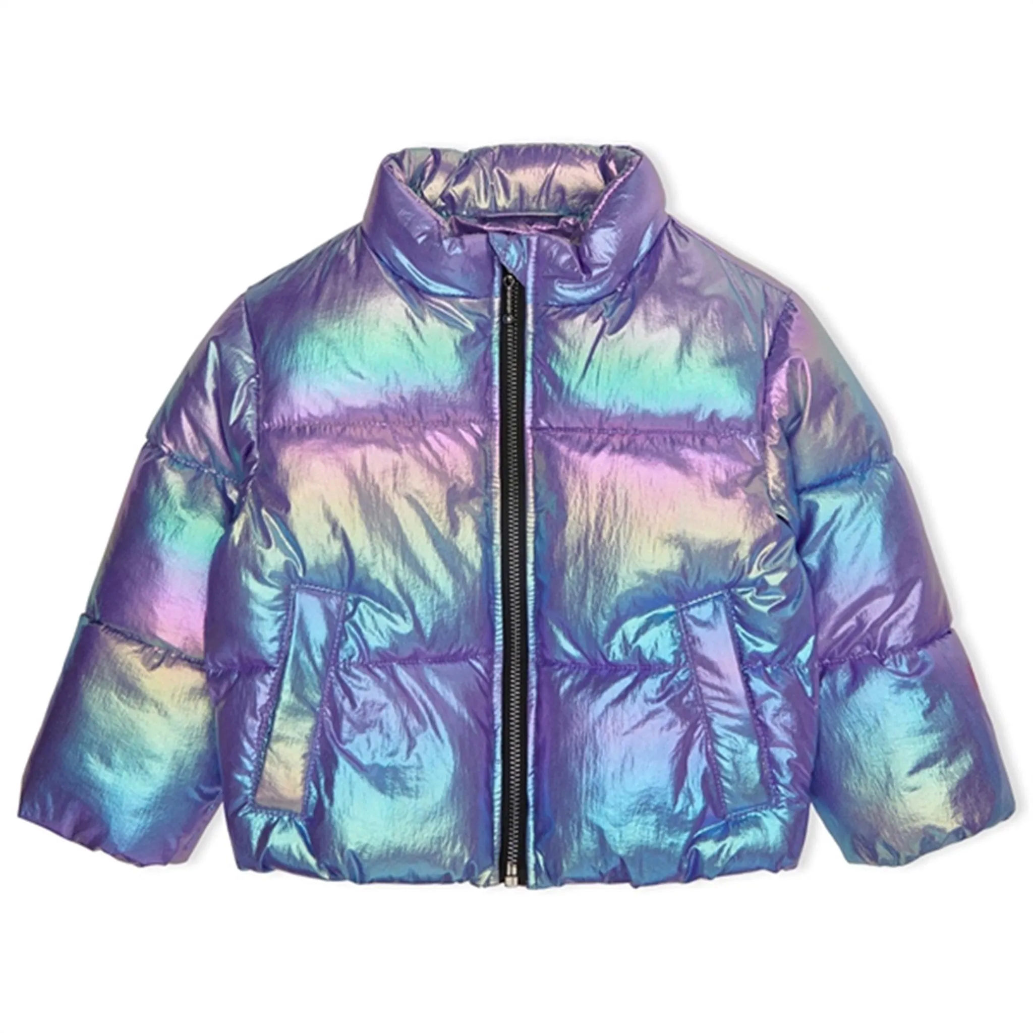 Warm-Layer Slit-Back Kids ONLY MINI Purple Opulence Metallic Celine Short Quilt Jacket