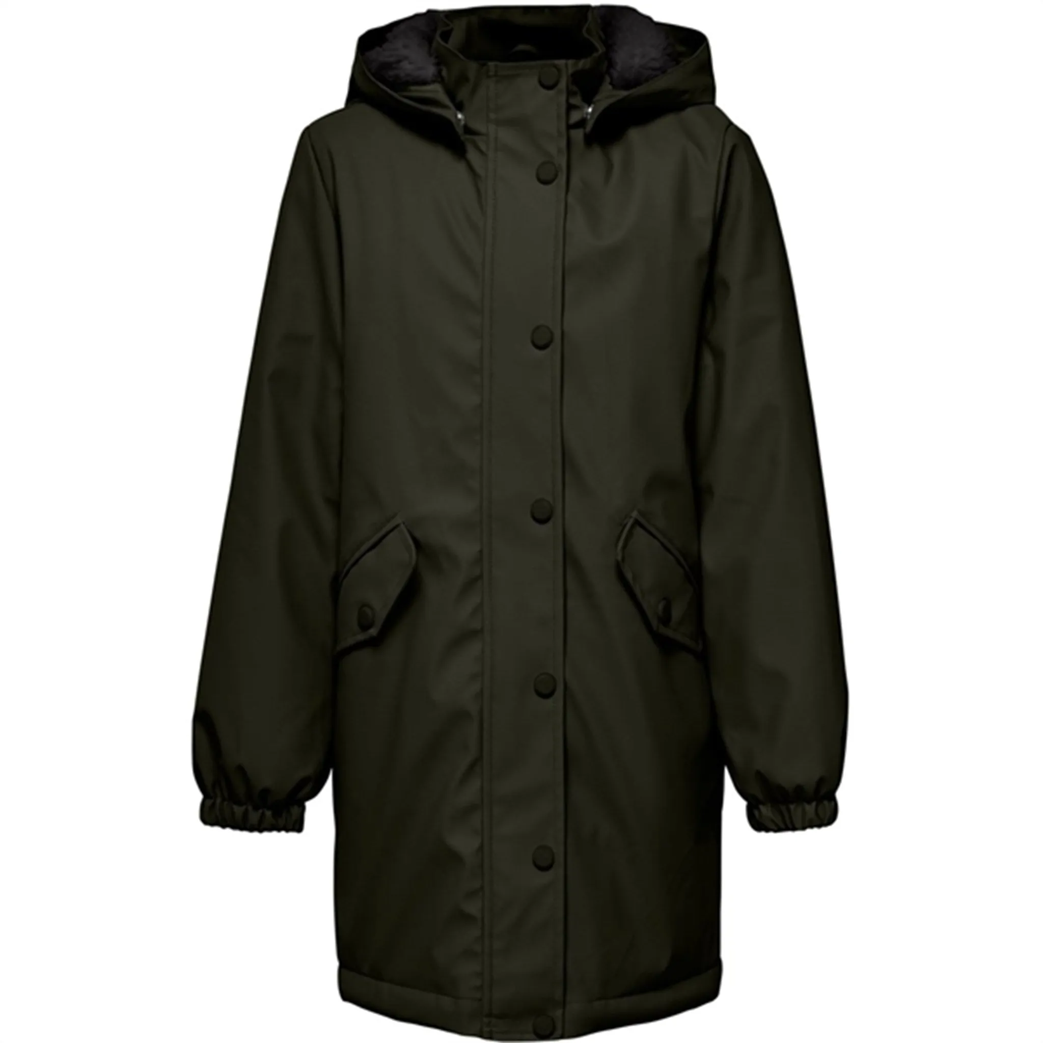 kids only Rosin Black Sherpa Newsally Hooded Raincoat Active Outerwear Light Coverage Gear