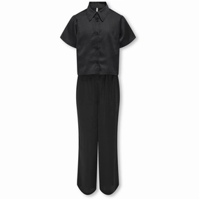 kids ONLY Black Sarah Long Satin Nightwear Set Relaxed Armhole Cut Sleep Time Wear