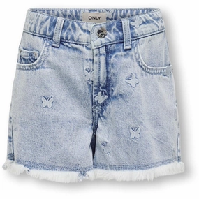 Weekend Ready kids ONLY Light Blue Denim Butterfly Robyn Butterfly Shorts Denim
