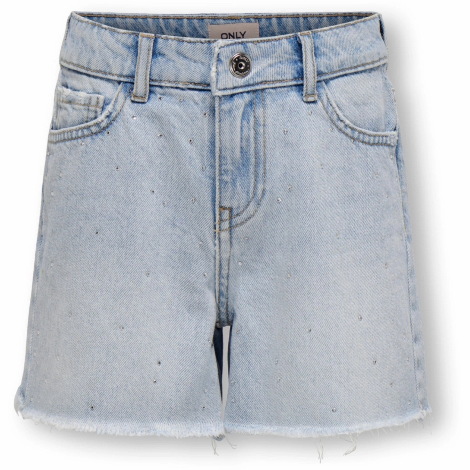 Fade Resistant Dye poolside gear kids ONLY Light Blue Denim Pacy Rhinestone Denim Shorts