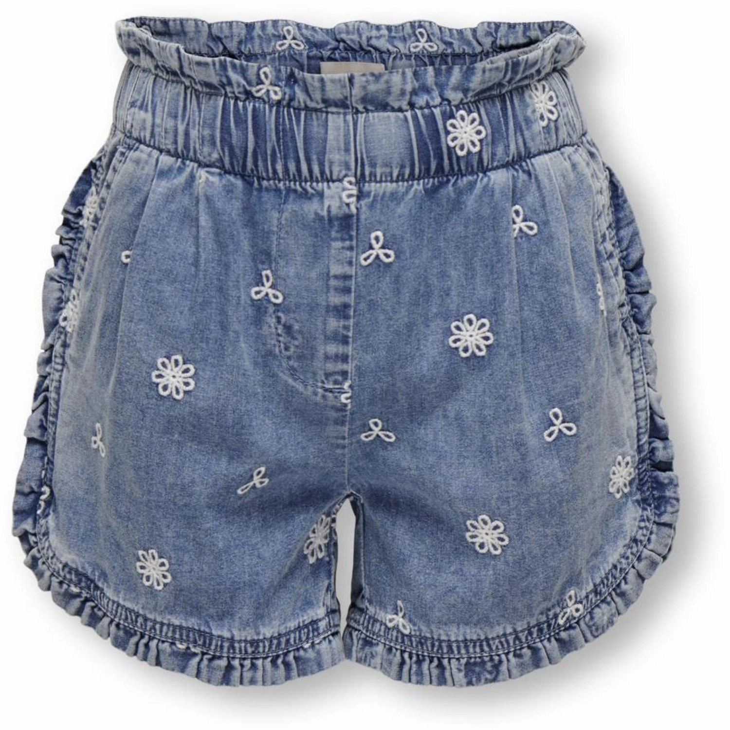 kids ONLY Medium Blue Denim Dandy Embroidery Frill Denim Shorts Daytime Style
