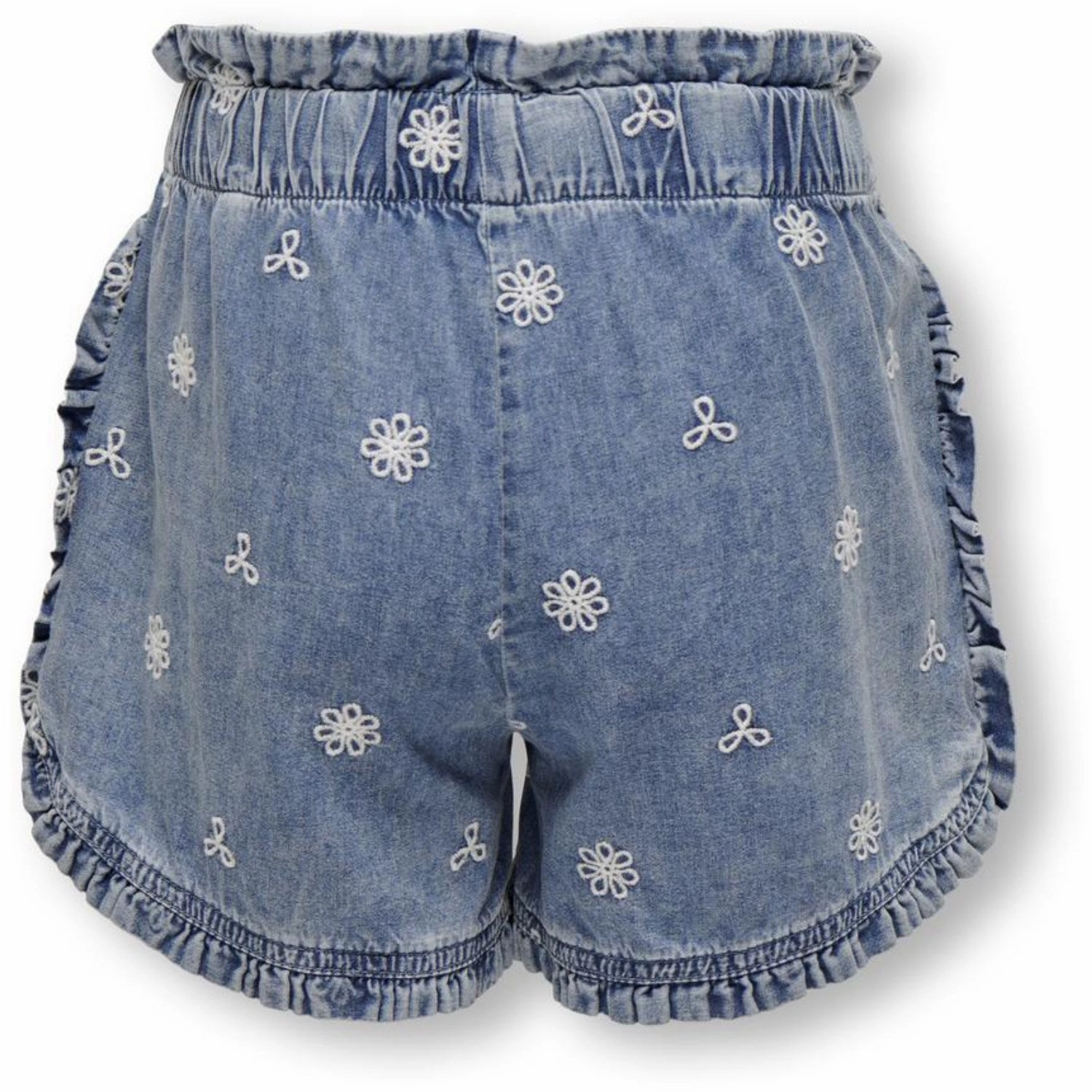 Style Choice kids ONLY Medium Blue Denim Dandy Embroidery Frill Denim Shorts