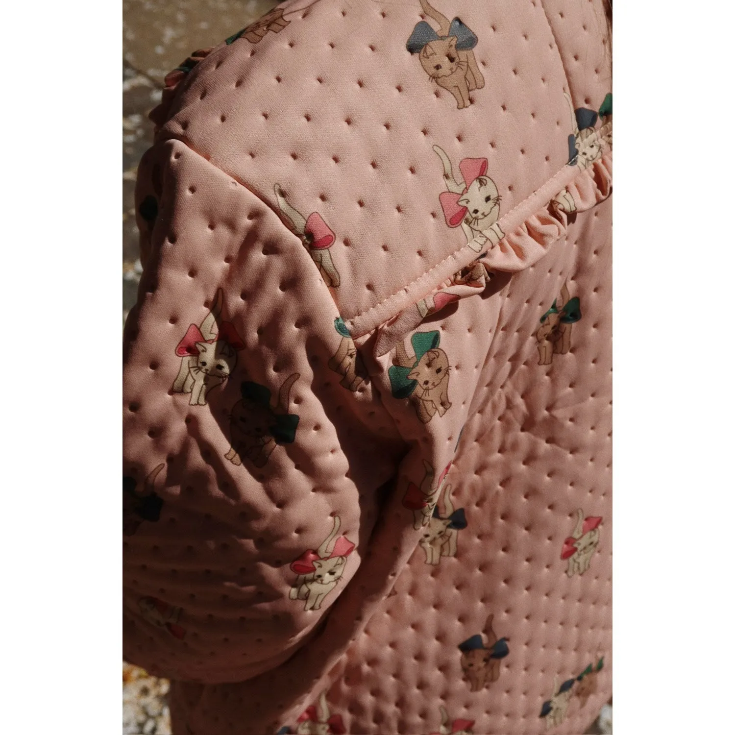 Konges Sl?jd Bow Kitty Pink Thermo Frill Jacket Grs Easy-to-style workwear Crystal-Detail