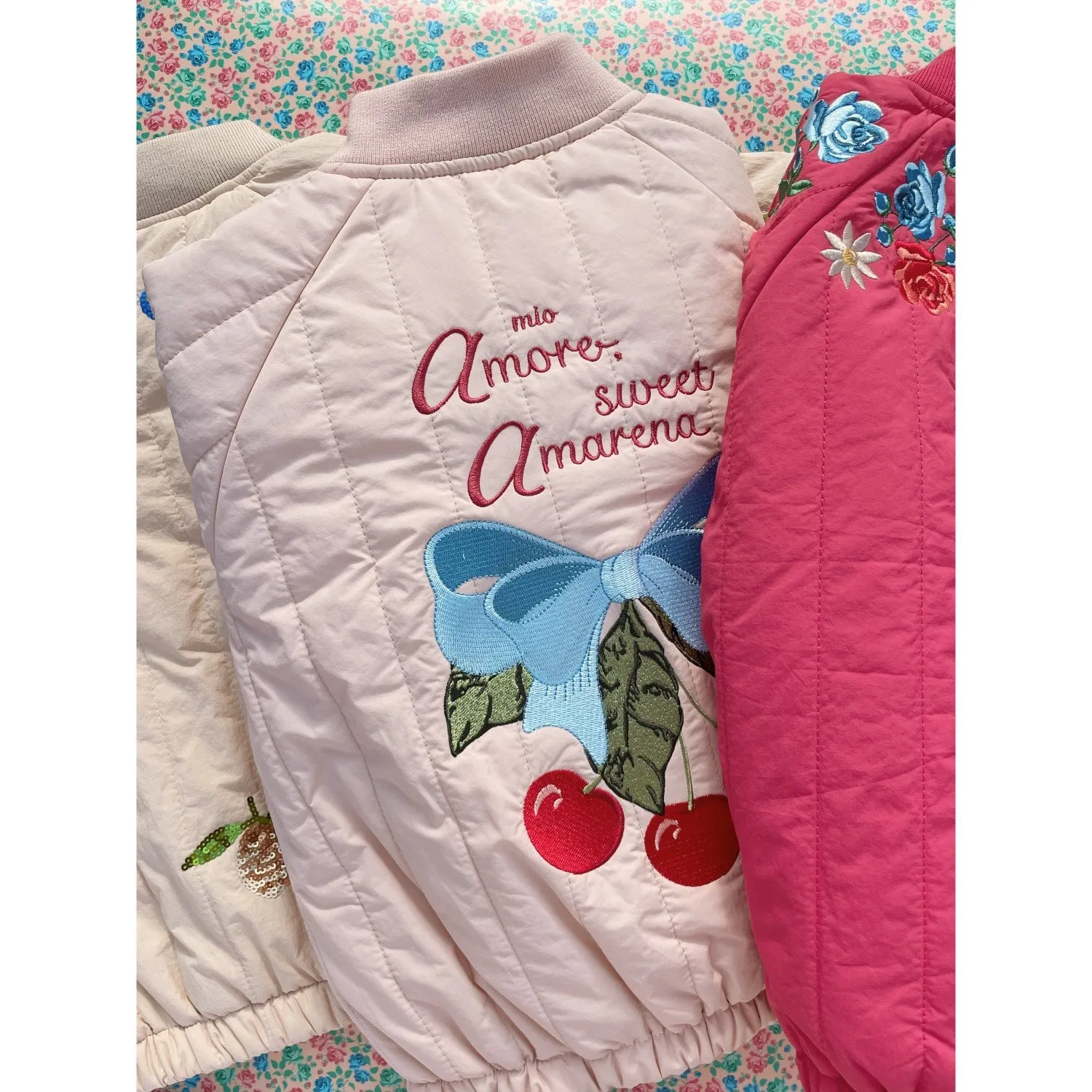 Konges Sl?jd Cameo Rose Juno Bomber Jacket Silky-Lining Empire-Waist