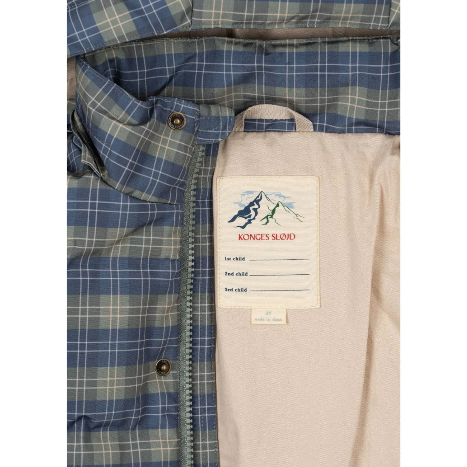 Konges Sl?jd Laurel Blue Check Magnum Down Jacket Print Grs Velvet-Edge Upgrade-Option