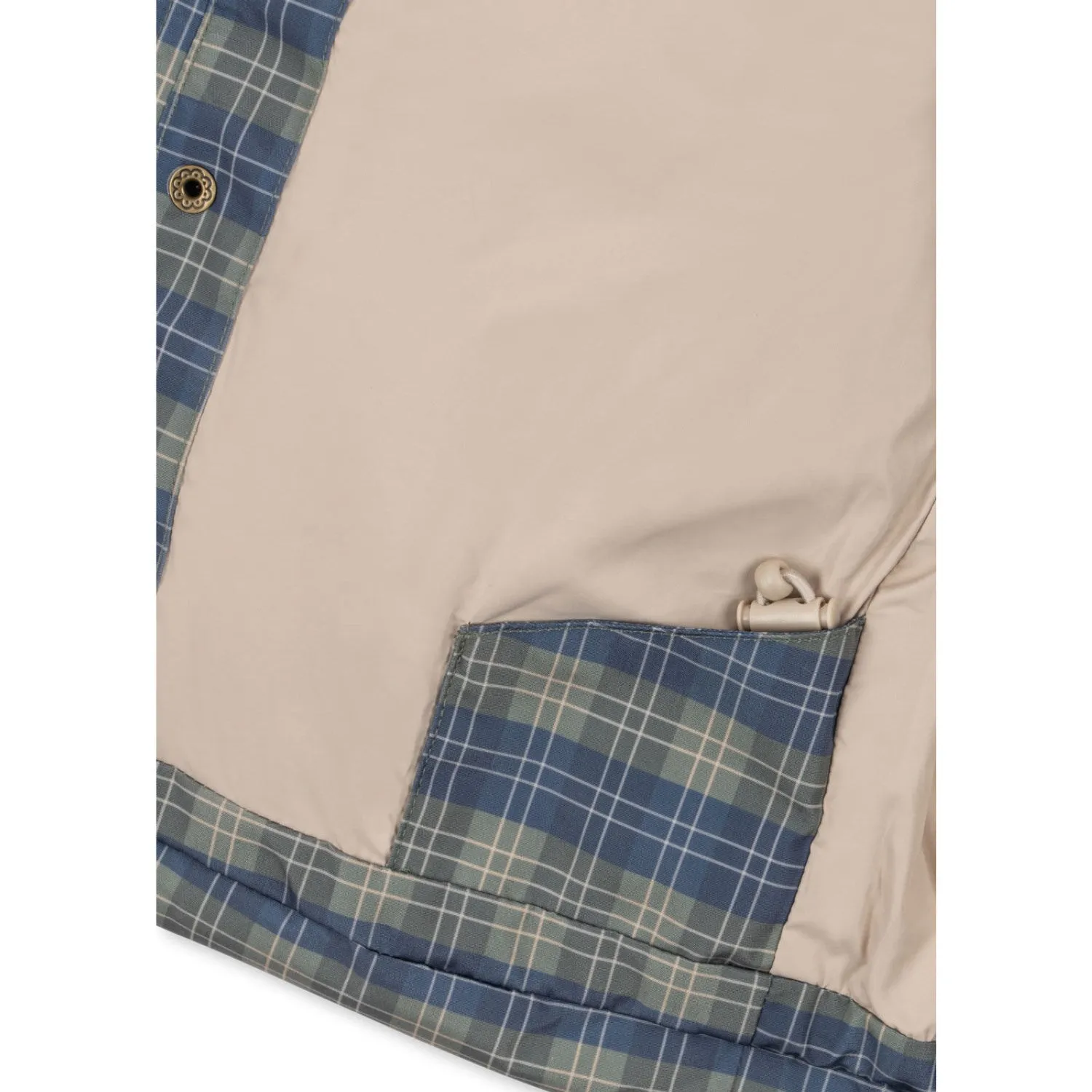 Konges Sl?jd Laurel Blue Check Magnum Down Jacket Print Grs Effortless layering piece Velvet-Sleeve