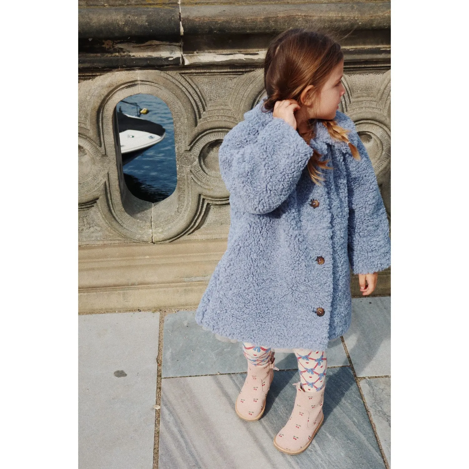 Windproof Barrier Hidden Zipper Closure Konges Sl?jd Light Blue Tillie Coat