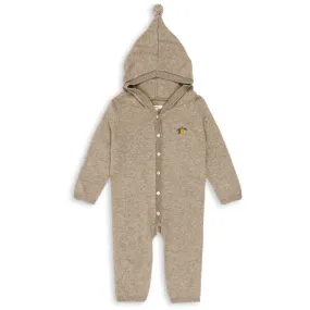 Earth-Tone Konges Sl?jd Light Brown Mattou Knit Onesie