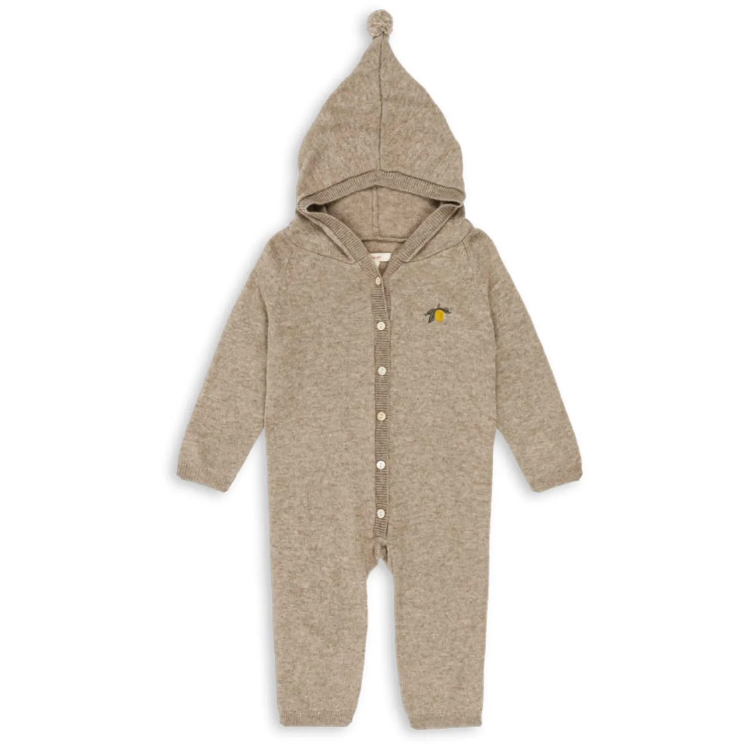 Earth-Tone Konges Sl?jd Light Brown Mattou Knit Onesie