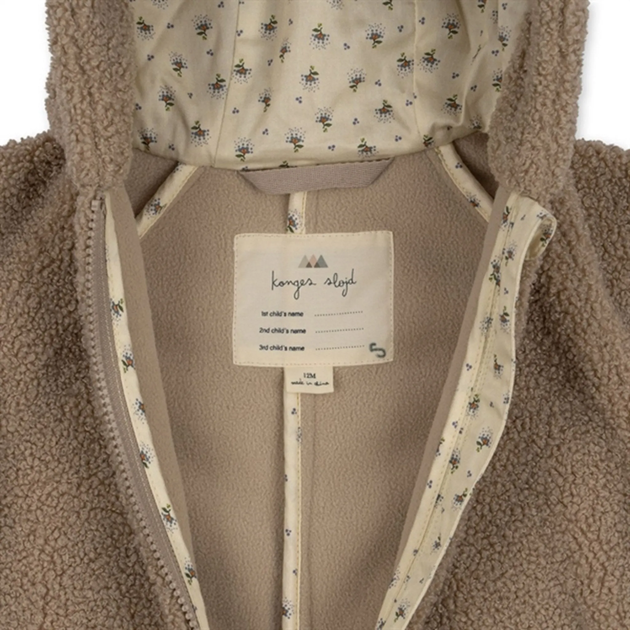 Konges Sl?jd Oxford Tan Grizz Teddy Onesie Tonal-Stitching