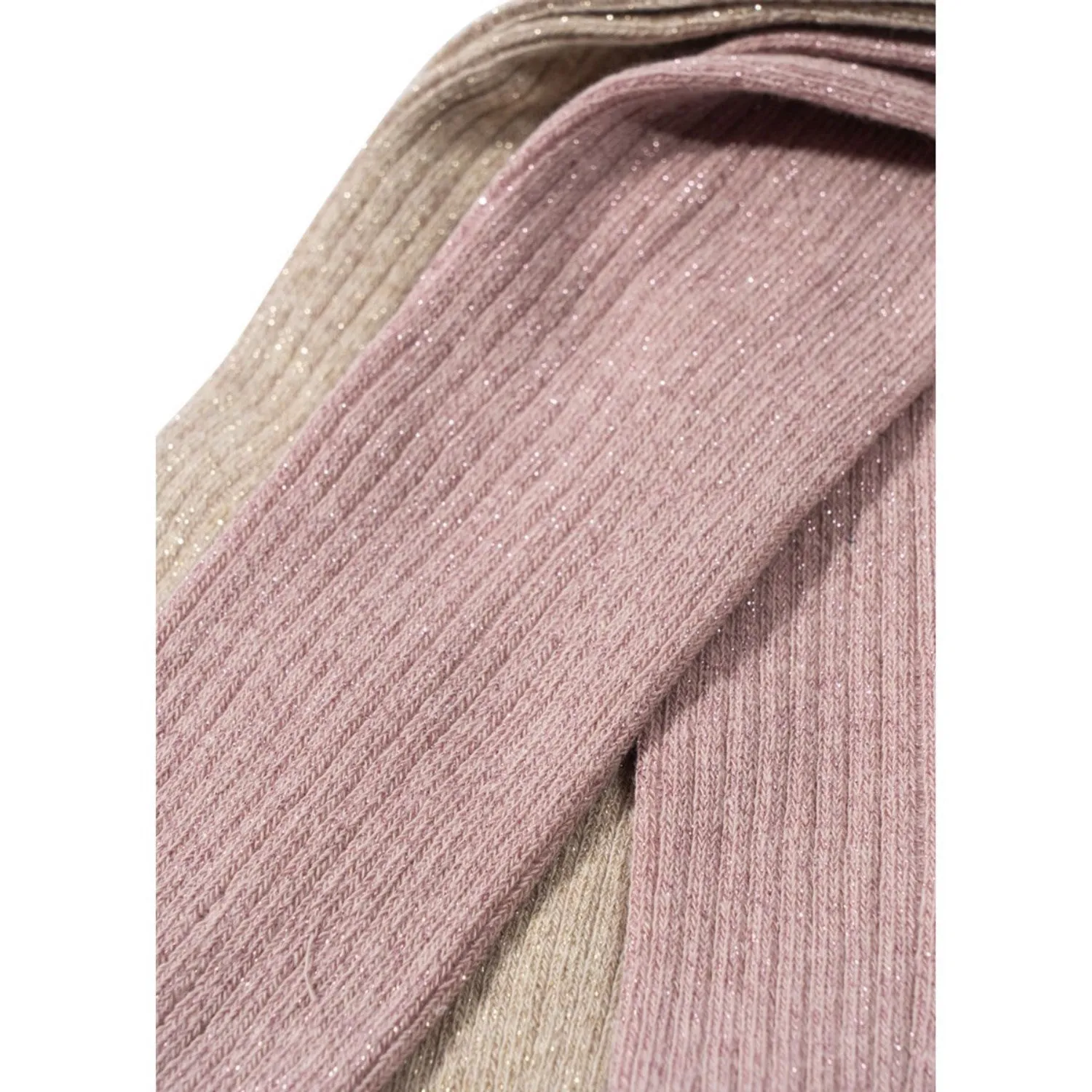 Fall-fashion-quality-characteristic Loose Fit Konges Sl?jd Rose/Off White 2 Pack Rib Glitter Tights