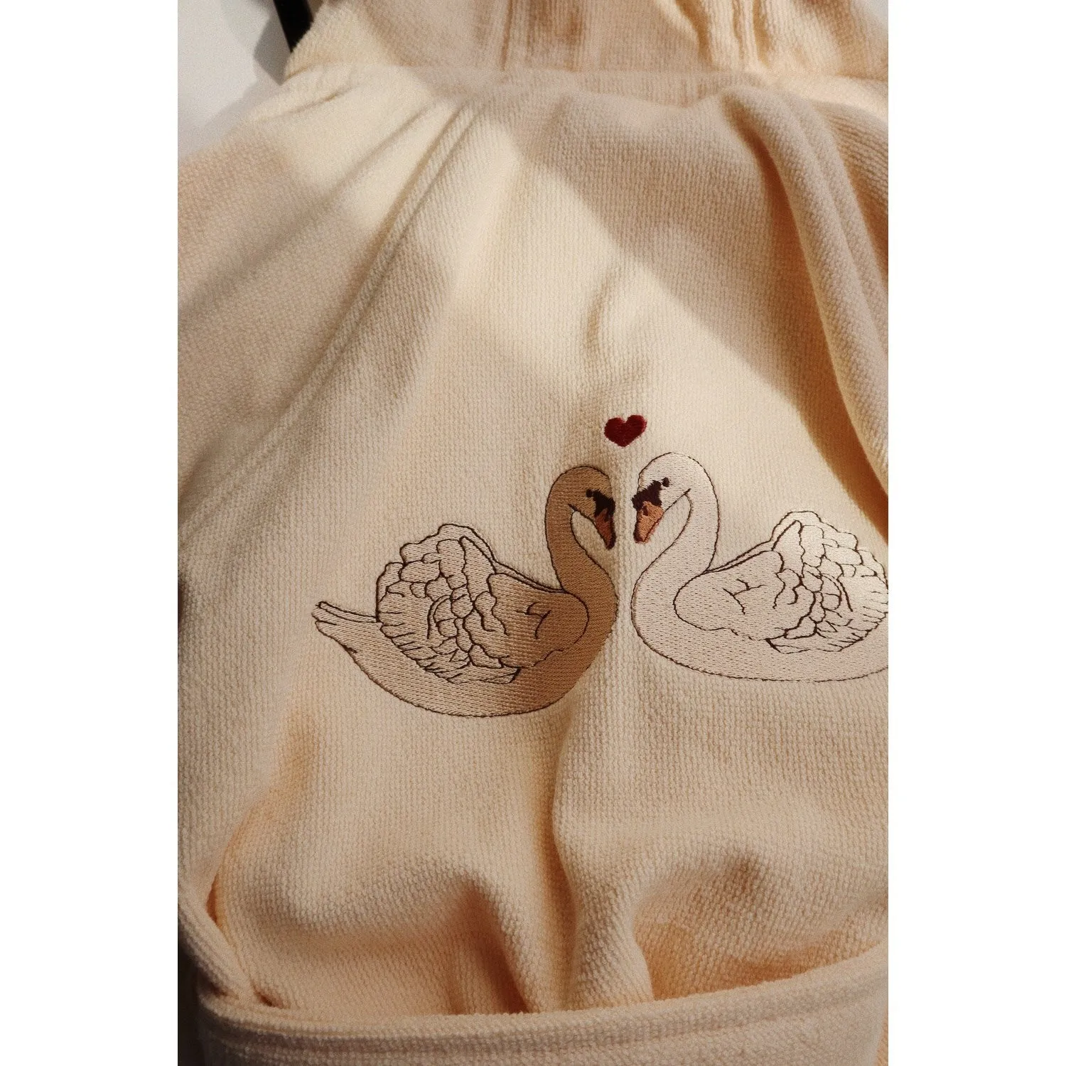 Simple Layer Casual Relax Konges Sl?jd Terry Bathrobe w. Embroidery Swan