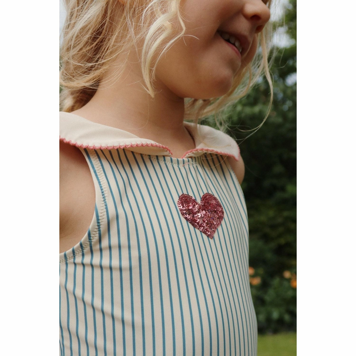 Reinforced Edges Silicone Grips Konges Sl?jd Blue Stripe Gina Swimsuit Grs