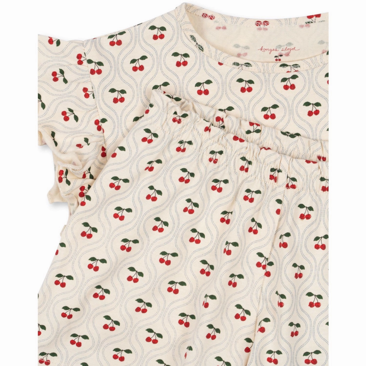 Konges Sl?jd Cherry Motif Lin Frill Set Gots button-down look