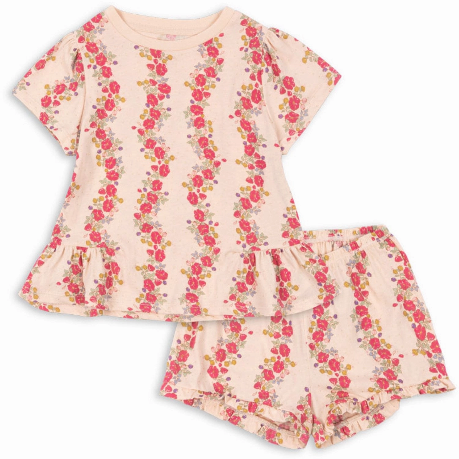 embroidery details Double Layered Construction Konges Sl?jd Floria Pink Famo Frill Set Gots