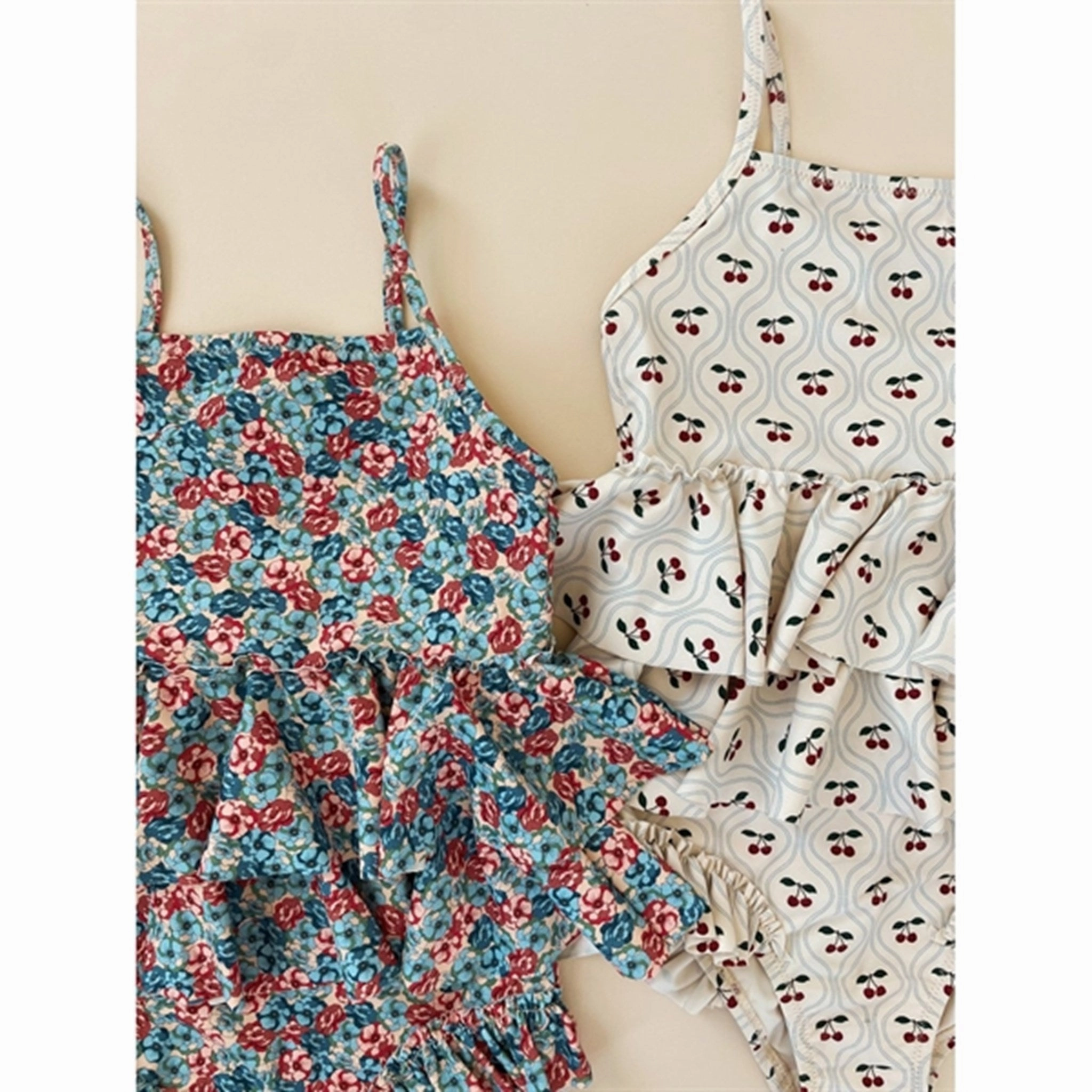 Holiday Fashion Poolside Relaxation Konges Sl?jd Manuca Frill Swim Suit Cherry Motif