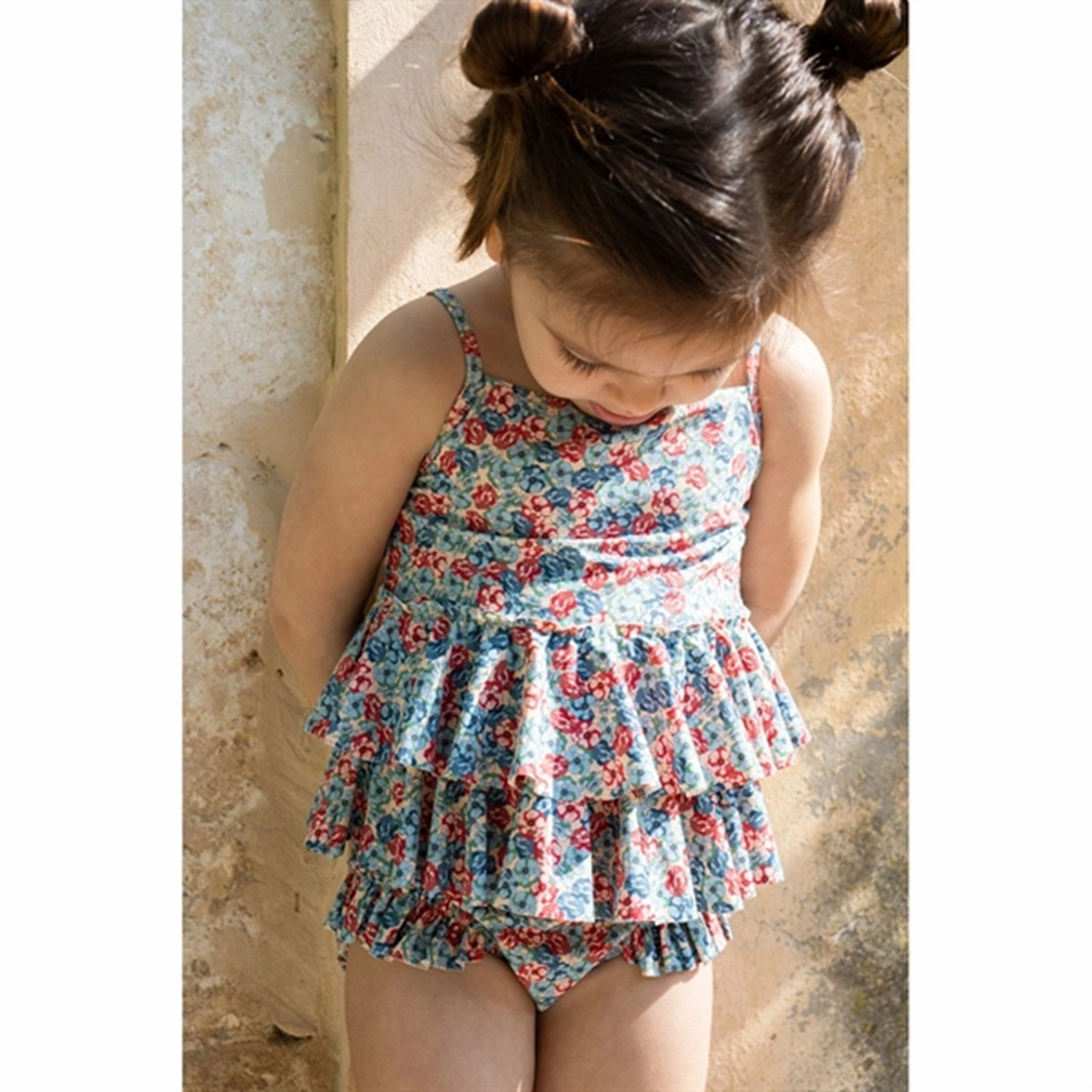 Konges Sl?jd Manuca Frill Swim Suit Rosie Blue Reversible design