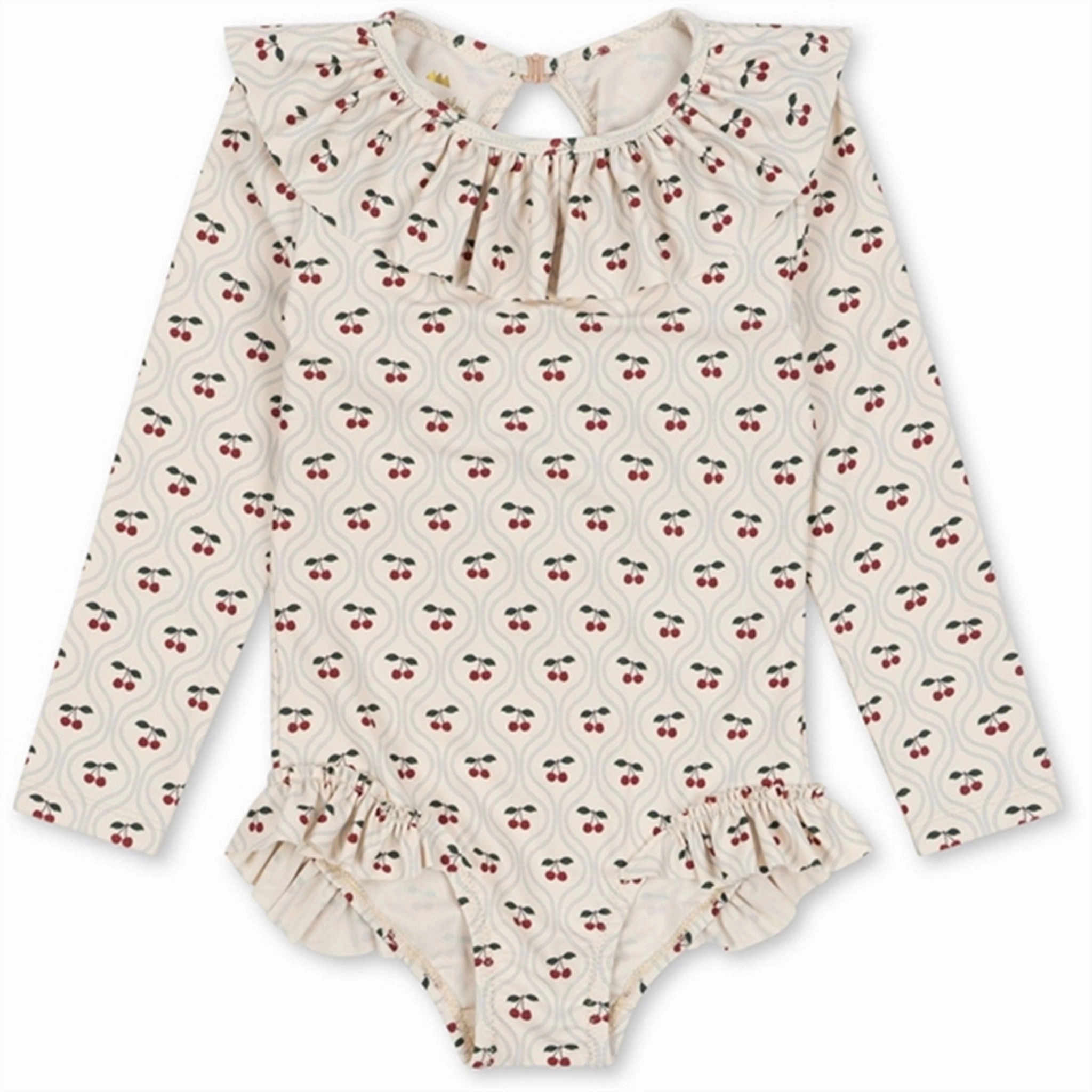 temperature regulation Ultra Lightweight Weave Konges Sl?jd Manuca Ls Frill Swimsuit Cherry Motif