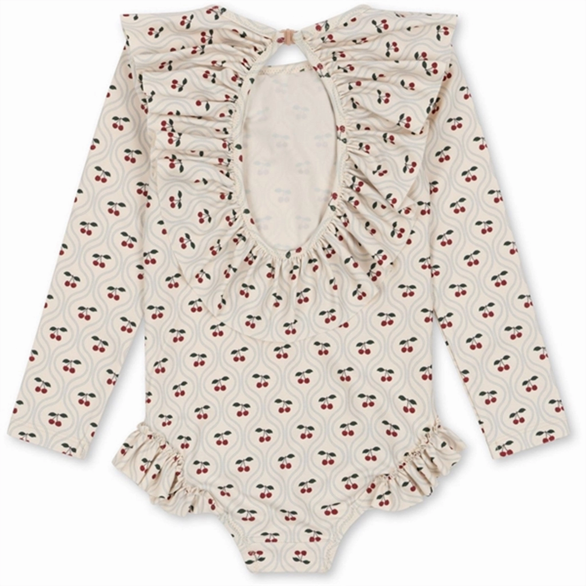 Konges Sl?jd Manuca Ls Frill Swimsuit Cherry Motif Antibacterial Treatment